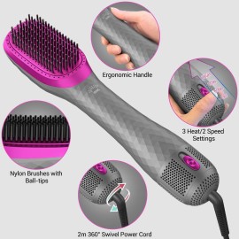 APOKE 3 in 1 Hair Dryer Brush Professional 1200W Powerful Ceramic Tourmaline 3 Heat/2 Speed Settings One Step Hair Dryer and Styler (Gray) APOKE 3 in 1 Hair Dryer Brush Professional 1200W Powerful Ceramic Tourmaline 3 Heat/2 Speed Settings One Step Hair Dryer and Styler (Gray)