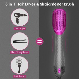 APOKE 3 in 1 Hair Dryer Brush Professional 1200W Powerful Ceramic Tourmaline 3 Heat/2 Speed Settings One Step Hair Dryer and Styler (Gray) APOKE 3 in 1 Hair Dryer Brush Professional 1200W Powerful Ceramic Tourmaline 3 Heat/2 Speed Settings One Step Hair Dryer and Styler (Gray)