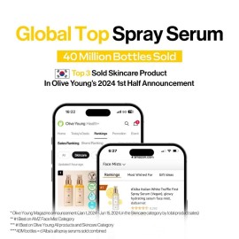 d\'alba Piedmont Italian White Truffle First Spray Serum, Vegan Skin Care, Light-weight Face Moisturizer, Glow Serum for Radiant Skin, Non Comedogenic, All In One Mist, Korean Skin Care (3.38 fl oz.)