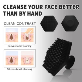 VWMYQ Face Scrubber, Silicone Face Scrubber for Men, Gentle Exfoliator Pad & Massager, Facial Cleansing/Wash Brush - Removes Dead & Dry SkinBlack