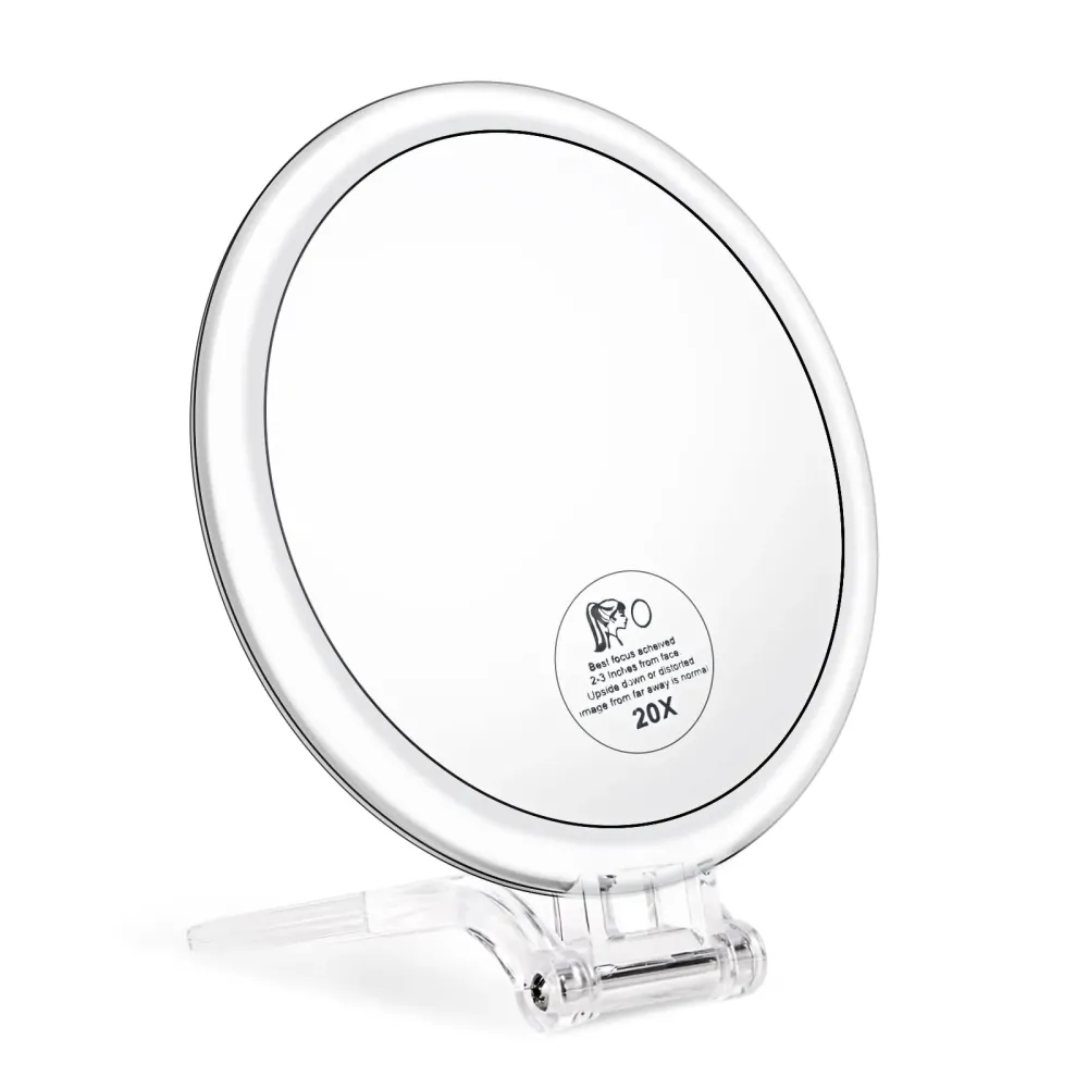 JMH Magnifying Handheld Mirror Double Sided, 1X 20X Magnification Hand Mirror, Travel Folding Held Adjustable Rotation Pedestal, Portable Small Makeup Mirror, 6 Inch JMH Magnifying Handheld Mirror Double Sided, 1X 20X Magnification Hand Mirror, Travel Folding Held Adjustable Rotation Pedestal, Portable Small Makeup Mirror, 6 Inch