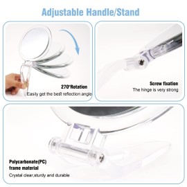 JMH Magnifying Handheld Mirror Double Sided, 1X 20X Magnification Hand Mirror, Travel Folding Held Adjustable Rotation Pedestal, Portable Small Makeup Mirror, 6 Inch JMH Magnifying Handheld Mirror Double Sided, 1X 20X Magnification Hand Mirror, Travel Folding Held Adjustable Rotation Pedestal, Portable Small Makeup Mirror, 6 Inch