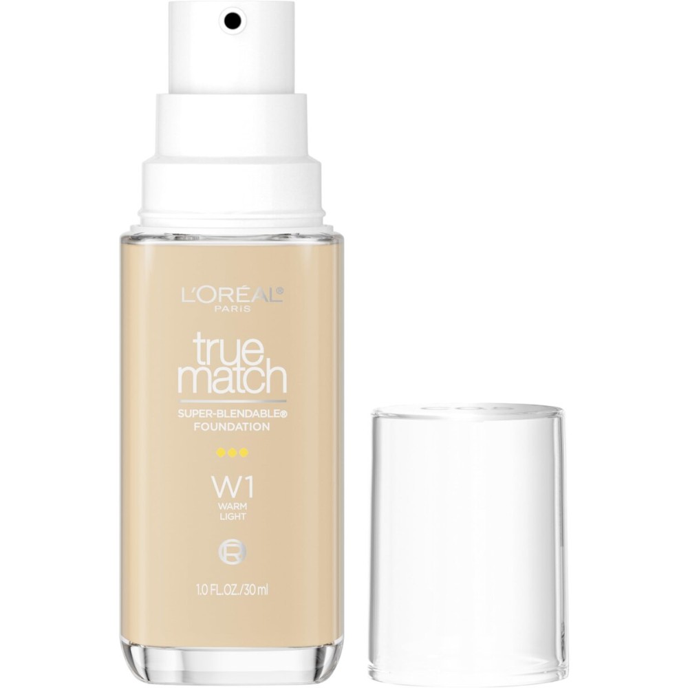 L\'Oreal Paris True Match Super-Blendable Foundation, Medium Coverage Liquid Foundation Makeup, W1, Light, 1 Fl Oz L\'Oreal Paris True Match Super-Blendable Foundation, Medium Coverage Liquid Foundation Makeup, W1, Light, 1 Fl Oz