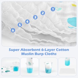 Maliton Muslin Baby Burp Cloths 6 Pack Large 20\'\'x10\'\' 100% Cotton Burp Rags Absorbent and Soft 6 Layers Muslin Cloth Baby Essentials for Newborn(Animals and Cars, Pack of 6) Maliton Muslin Baby Burp Cloths 6 Pack Large 20\'\'x10\'\' 100% Cotton Burp Rags Absorbent and Soft 6 Layers Muslin Cloth Baby Essentials for Newborn(Animals and Cars, Pack of 6)