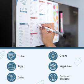 Nibble and Rest Baby\'s First Foods Tracker Fridge Magnet, Dry Erase Activity Poster, Daily Food Log, 101 Before One, Baby Food Chart/Checklist 25x35cm