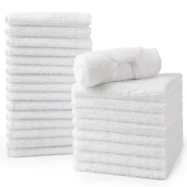 HOMEXCEL Microfiber Washcloths Towel Pack of 24, 12 x 12 Highly Absorbent and Soft Face Towels Wash Cloths for Bathroom, Gym, Hotel and Spa, Fast Drying Multi-Purpose Cleaning Cloth, White HOMEXCEL Microfiber Washcloths Towel Pack of 24, 12 x 12 Highly Absorbent and Soft Face Towels Wash Cloths for Bathroom, Gym, Hotel and Spa, Fast Drying Multi-Purpose Cleaning Cloth, White