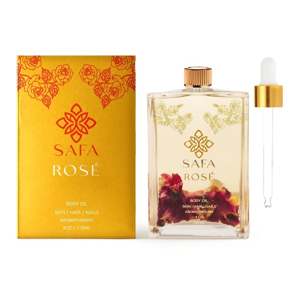 SAFA Ros Oil - Organic Oil for Face, Body, Hair, Nails & Aromatherapy | Bulgarian Rose Essential Oil for Diffuser | After Shower Body Oil | Skin Moisturizer - 4 Fl Oz (1) SAFA Ros Oil - Organic Oil for Face, Body, Hair, Nails & Aromatherapy | Bulgarian Rose Essential Oil for Diffuser | After Shower Body Oil | Skin Moisturizer - 4 Fl Oz (1)