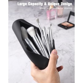 FERYES Large Travel Makeup Brush Holder, Magnetic Anti-fall Out Silicon Portable Cosmetic Face Brushes Holder, Soft and Sleek Makeup Tools Organizer for Travel- (8.27 * 2.36 * 1.57) FERYES Large Travel Makeup Brush Holder, Magnetic Anti-fall Out Silicon Portable Cosmetic Face Brushes Holder, Soft and Sleek Makeup Tools Organizer for Travel- (8.27 * 2.36 * 1.57)