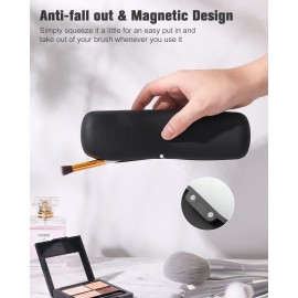 FERYES Large Travel Makeup Brush Holder, Magnetic Anti-fall Out Silicon Portable Cosmetic Face Brushes Holder, Soft and Sleek Makeup Tools Organizer for Travel- (8.27 * 2.36 * 1.57) FERYES Large Travel Makeup Brush Holder, Magnetic Anti-fall Out Silicon Portable Cosmetic Face Brushes Holder, Soft and Sleek Makeup Tools Organizer for Travel- (8.27 * 2.36 * 1.57)