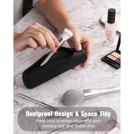 FERYES Large Travel Makeup Brush Holder, Magnetic Anti-fall Out Silicon Portable Cosmetic Face Brushes Holder, Soft and Sleek Makeup Tools Organizer for Travel- (8.27 * 2.36 * 1.57) FERYES Large Travel Makeup Brush Holder, Magnetic Anti-fall Out Silicon Portable Cosmetic Face Brushes Holder, Soft and Sleek Makeup Tools Organizer for Travel- (8.27 * 2.36 * 1.57)