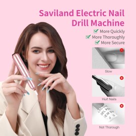 SAVILAND Electric Nail Drill: Rose Electric Nail File 20000RPM Efile Nail Drill Professional Manicure with 6PCS Nail Drill Bits Portable Nail File & Salon Use Manicure Pedicure