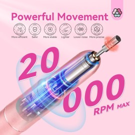 SAVILAND Electric Nail Drill: Rose Electric Nail File 20000RPM Efile Nail Drill Professional Manicure with 6PCS Nail Drill Bits Portable Nail File & Salon Use Manicure Pedicure