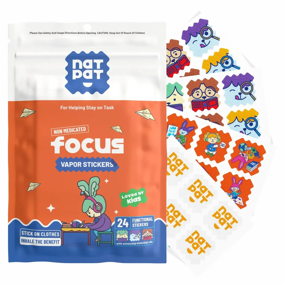 NATPAT Focus Patch Focus Enhancing Stickers for Kids and Adults - Healthy Brain Supports for Attention, Focus, and Concentration - Chemical and Drug Free - 24 Count - BuzzPatch Natural Patch NATPAT Focus Patch Focus Enhancing Stickers for Kids and Adults - Healthy Brain Supports for Attention, Focus, and Concentration - Chemical and Drug Free - 24 Count - BuzzPatch Natural Patch