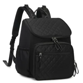 LORADI Large Capacity Diaper Bag with Stroller Buckle, Water-Resistant Travel Backpack with Insulated Pockets (Nylon, Black)