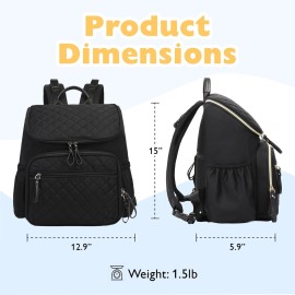 LORADI Large Capacity Diaper Bag with Stroller Buckle, Water-Resistant Travel Backpack with Insulated Pockets (Nylon, Black) LORADI Large Capacity Diaper Bag with Stroller Buckle, Water-Resistant Travel Backpack with Insulated Pockets (Nylon, Black)