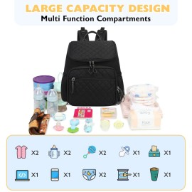 LORADI Large Capacity Diaper Bag with Stroller Buckle, Water-Resistant Travel Backpack with Insulated Pockets (Nylon, Black) LORADI Large Capacity Diaper Bag with Stroller Buckle, Water-Resistant Travel Backpack with Insulated Pockets (Nylon, Black)