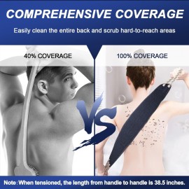 dodiff Exfoliating Back Scrubber for Shower, Double-Sided Back Scrub Washcloth with Handles for Use in Shower, 38 Inches Body Exfoliator Bath Tool to Clean Your Body Deeply for Men & Women Skin Care