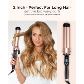 2 Inch Extra Long Barrel Curling Iron for Long Hair, Large Barrel Curling Wand Ceramic Tourmaline Dual Voltage 2 Inch Extra Long Barrel Curling Iron for Long Hair, Large Barrel Curling Wand Ceramic Tourmaline Dual Voltage