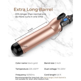 2 Inch Extra Long Barrel Curling Iron for Long Hair, Large Barrel Curling Wand Ceramic Tourmaline Dual Voltage 2 Inch Extra Long Barrel Curling Iron for Long Hair, Large Barrel Curling Wand Ceramic Tourmaline Dual Voltage