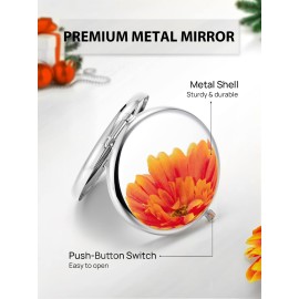 Getinbulk Compact Mirror for Purse, Double-Sided 1X/2X Magnifying Metal Pocket Makeup Mirrors(Round, Silver) Getinbulk Compact Mirror for Purse, Double-Sided 1X/2X Magnifying Metal Pocket Makeup Mirrors(Round, Silver)