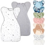 Knirose Swaddle Blanket Sleep Sack with Arms Up Design 2 Packs, Hands Up Sleeping Sack 3-Way Transitions to Arms-Free Wearable Sleeping Bag for Newborn Baby Boys Girls Snug Fit Calms Startle Reflex