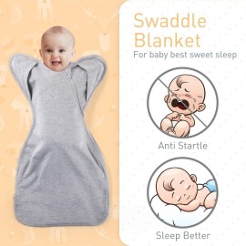 Knirose Swaddle Blanket Sleep Sack with Arms Up Design 2 Packs, Hands Up Sleeping Sack 3-Way Transitions to Arms-Free Wearable Sleeping Bag for Newborn Baby Boys Girls Snug Fit Calms Startle Reflex Knirose Swaddle Blanket Sleep Sack with Arms Up Design 2 Packs, Hands Up Sleeping Sack 3-Way Transitions to Arms-Free Wearable Sleeping Bag for Newborn Baby Boys Girls Snug Fit Calms Startle Reflex