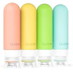 Quatish Travel Bottles for Toiletries, Original Patented Leak Proof Travel Size Containers, 3 oz Tsa Approved Silicone Shampoo and Conditioner Bottles, 4 Pack, Multi-Color