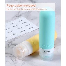 Quatish Travel Bottles for Toiletries, Original Patented Leak Proof Travel Size Containers, 3 oz Tsa Approved Silicone Shampoo and Conditioner Bottles, 4 Pack, Multi-Color Quatish Travel Bottles for Toiletries, Original Patented Leak Proof Travel Size Containers, 3 oz Tsa Approved Silicone Shampoo and Conditioner Bottles, 4 Pack, Multi-Color