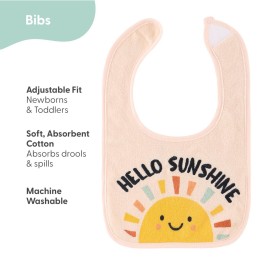 The Peanutshell Baby Boy or Girl Terry Bibs Set of 10-100% Cotton, Soft, Absorbent Baby Bibs, Unisex Toddler Boy or Girl Set, Newborn & Infant - Sunshine
