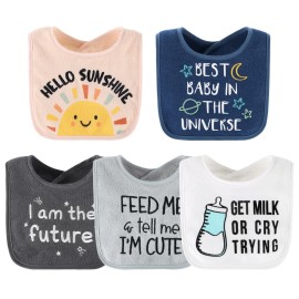 The Peanutshell Baby Boy or Girl Terry Bibs Set of 10-100% Cotton, Soft, Absorbent Baby Bibs, Unisex Toddler Boy or Girl Set, Newborn & Infant - Sunshine