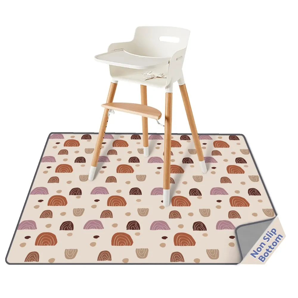 Blissful Diary Baby Splat Mat for Under High Chair, 50.4 x 50.4 Inch Wipeable Splash Mat, Waterproof and Washable, Anti-Slip Floor Protector, Boho Rainbow Blissful Diary Baby Splat Mat for Under High Chair, 50.4 x 50.4 Inch Wipeable Splash Mat, Waterproof and Washable, Anti-Slip Floor Protector, Boho Rainbow