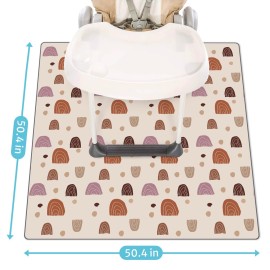 Blissful Diary Baby Splat Mat for Under High Chair, 50.4 x 50.4 Inch Wipeable Splash Mat, Waterproof and Washable, Anti-Slip Floor Protector, Boho Rainbow Blissful Diary Baby Splat Mat for Under High Chair, 50.4 x 50.4 Inch Wipeable Splash Mat, Waterproof and Washable, Anti-Slip Floor Protector, Boho Rainbow