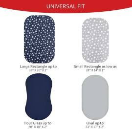 Bassinet Sheets Set 4 Pack for Baby Boy, Universal Fit for Oval, Hourglass and Rectangular Mattress, Navy Bassinet Sheets Set 4 Pack for Baby Boy, Universal Fit for Oval, Hourglass and Rectangular Mattress, Navy