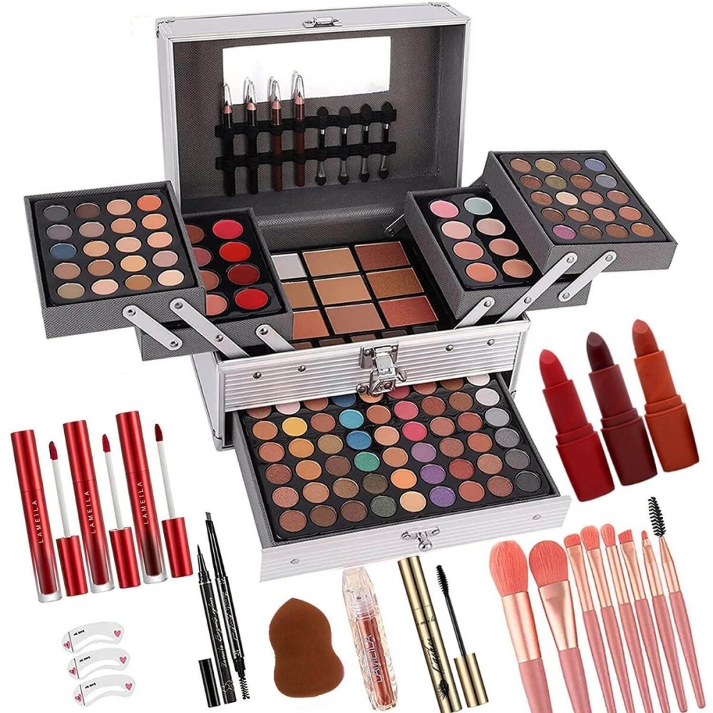 UNIFULL 132 Color All- In- One Makeup For Women Full Kit,Professional Makeup Kit,Makeup Gift Set for Women,Girls&Teens,Include eyeshadow/lipstick/concealer/Lip Gloss/Eyeliner/Mascara006N2-Silver UNIFULL 132 Color All- In- One Makeup For Women Full Kit,Professional Makeup Kit,Makeup Gift Set for Women,Girls&Teens,Include eyeshadow/lipstick/concealer/Lip Gloss/Eyeliner/Mascara006N2-Silver