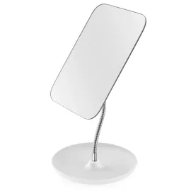 LFOYOU Table Vanity Mirror with Stand - Makeup Mirror for Desk - Adjustable Flexible Gooseneck, 360Rotation Folding Portable Bathroom Shaving Cosmetic Mirror Square