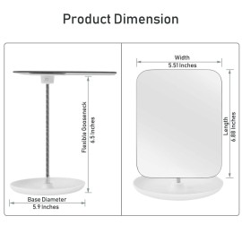 LFOYOU Table Vanity Mirror with Stand - Makeup Mirror for Desk - Adjustable Flexible Gooseneck, 360Rotation Folding Portable Bathroom Shaving Cosmetic Mirror Square LFOYOU Table Vanity Mirror with Stand - Makeup Mirror for Desk - Adjustable Flexible Gooseneck, 360Rotation Folding Portable Bathroom Shaving Cosmetic Mirror Square