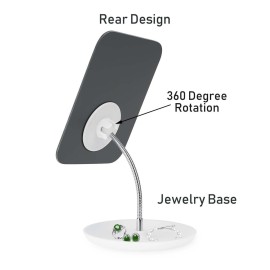 LFOYOU Table Vanity Mirror with Stand - Makeup Mirror for Desk - Adjustable Flexible Gooseneck, 360Rotation Folding Portable Bathroom Shaving Cosmetic Mirror Square LFOYOU Table Vanity Mirror with Stand - Makeup Mirror for Desk - Adjustable Flexible Gooseneck, 360Rotation Folding Portable Bathroom Shaving Cosmetic Mirror Square