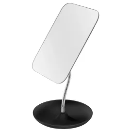 LFOYOU Table Vanity Mirror with Stand - Makeup Mirror for Desk - Adjustable Flexible Gooseneck, 360Rotation Folding Portable Bathroom Shaving Cosmetic Mirror Square