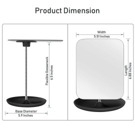 LFOYOU Table Vanity Mirror with Stand - Makeup Mirror for Desk - Adjustable Flexible Gooseneck, 360Rotation Folding Portable Bathroom Shaving Cosmetic Mirror Square LFOYOU Table Vanity Mirror with Stand - Makeup Mirror for Desk - Adjustable Flexible Gooseneck, 360Rotation Folding Portable Bathroom Shaving Cosmetic Mirror Square