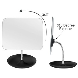 LFOYOU Table Vanity Mirror with Stand - Makeup Mirror for Desk - Adjustable Flexible Gooseneck, 360Rotation Folding Portable Bathroom Shaving Cosmetic Mirror Square LFOYOU Table Vanity Mirror with Stand - Makeup Mirror for Desk - Adjustable Flexible Gooseneck, 360Rotation Folding Portable Bathroom Shaving Cosmetic Mirror Square