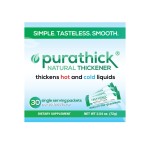 Purathick Natural Thickener Box of 30 Individual Serving Sticks, Thickens Hot and Cold Liquids for People with Dysphagia (1 Box)