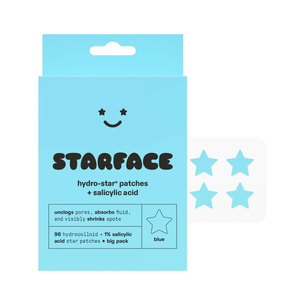 Starface Hydro-Star + Salicylic Acid BIG PACK, Hydrocolloid Patches With 1% Salicylic Acid, Helps Visibly Shrink and Soothe Spots, Cute Star Shape (96 Count)