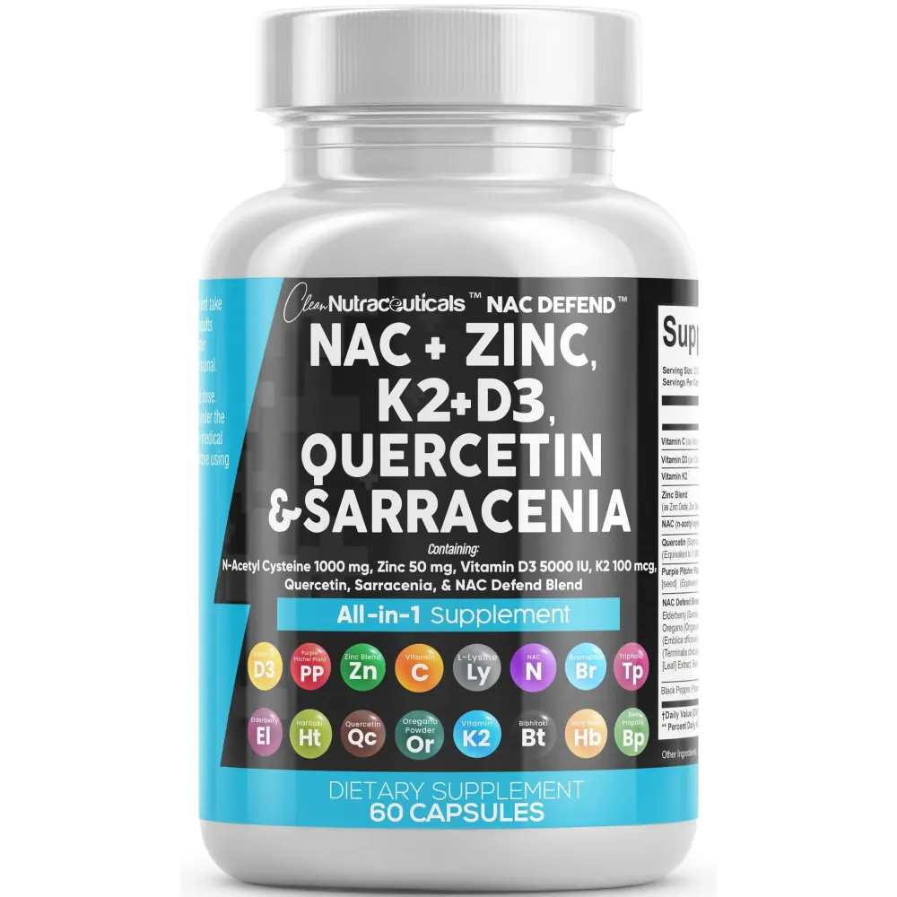 NAC Supplement N-Acetyl Cysteine Vitamin D3 K2 Zinc Quercetin Sarracenia Purpurea Immune Support | Elderberry Holy Basil Bee Propolis Bromelain L-Lysine Capsules Supplements For Women Men Adults NAC Supplement N-Acetyl Cysteine Vitamin D3 K2 Zinc Quercetin Sarracenia Purpurea Immune Support | Elderberry Holy Basil Bee Propolis Bromelain L-Lysine Capsules Supplements For Women Men Adults