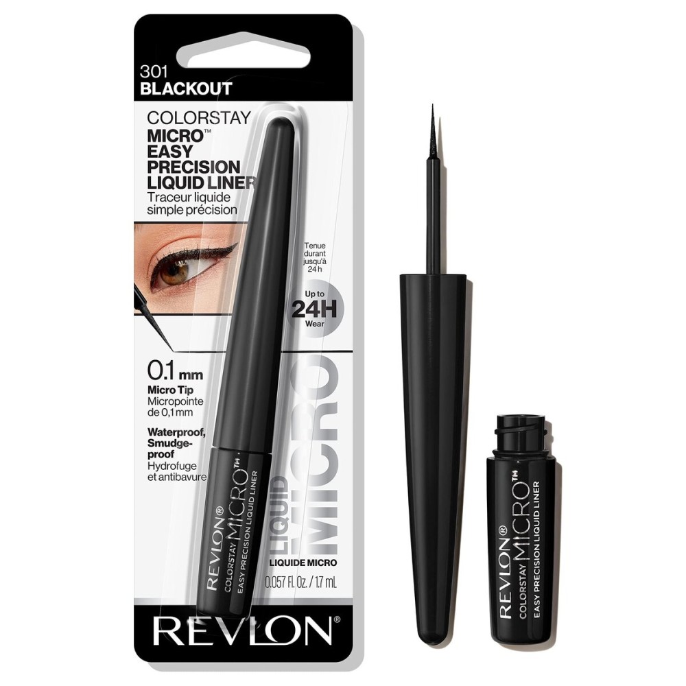REVLON ColorStay Micro Easy Precision Liquid Eyeliner, Waterproof, Smudgeproof, Longwearing with Felt Tip Applicator, 301 Blackout, 0.057 fl oz REVLON ColorStay Micro Easy Precision Liquid Eyeliner, Waterproof, Smudgeproof, Longwearing with Felt Tip Applicator, 301 Blackout, 0.057 fl oz
