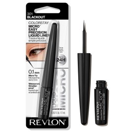 REVLON ColorStay Micro Easy Precision Liquid Eyeliner, Waterproof, Smudgeproof, Longwearing with Felt Tip Applicator, 301 Blackout, 0.057 fl oz REVLON ColorStay Micro Easy Precision Liquid Eyeliner, Waterproof, Smudgeproof, Longwearing with Felt Tip Applicator, 301 Blackout, 0.057 fl oz