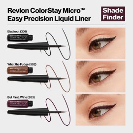 REVLON ColorStay Micro Easy Precision Liquid Eyeliner, Waterproof, Smudgeproof, Longwearing with Felt Tip Applicator, 301 Blackout, 0.057 fl oz REVLON ColorStay Micro Easy Precision Liquid Eyeliner, Waterproof, Smudgeproof, Longwearing with Felt Tip Applicator, 301 Blackout, 0.057 fl oz