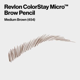 Revlon ColorStay Micro Eyebrow Pencil with Built In Spoolie Brush, Infused with Argan and Marula Oil, Waterproof, Smudgeproof, 454 Medium Brown, 0.003 oz Revlon ColorStay Micro Eyebrow Pencil with Built In Spoolie Brush, Infused with Argan and Marula Oil, Waterproof, Smudgeproof, 454 Medium Brown, 0.003 oz