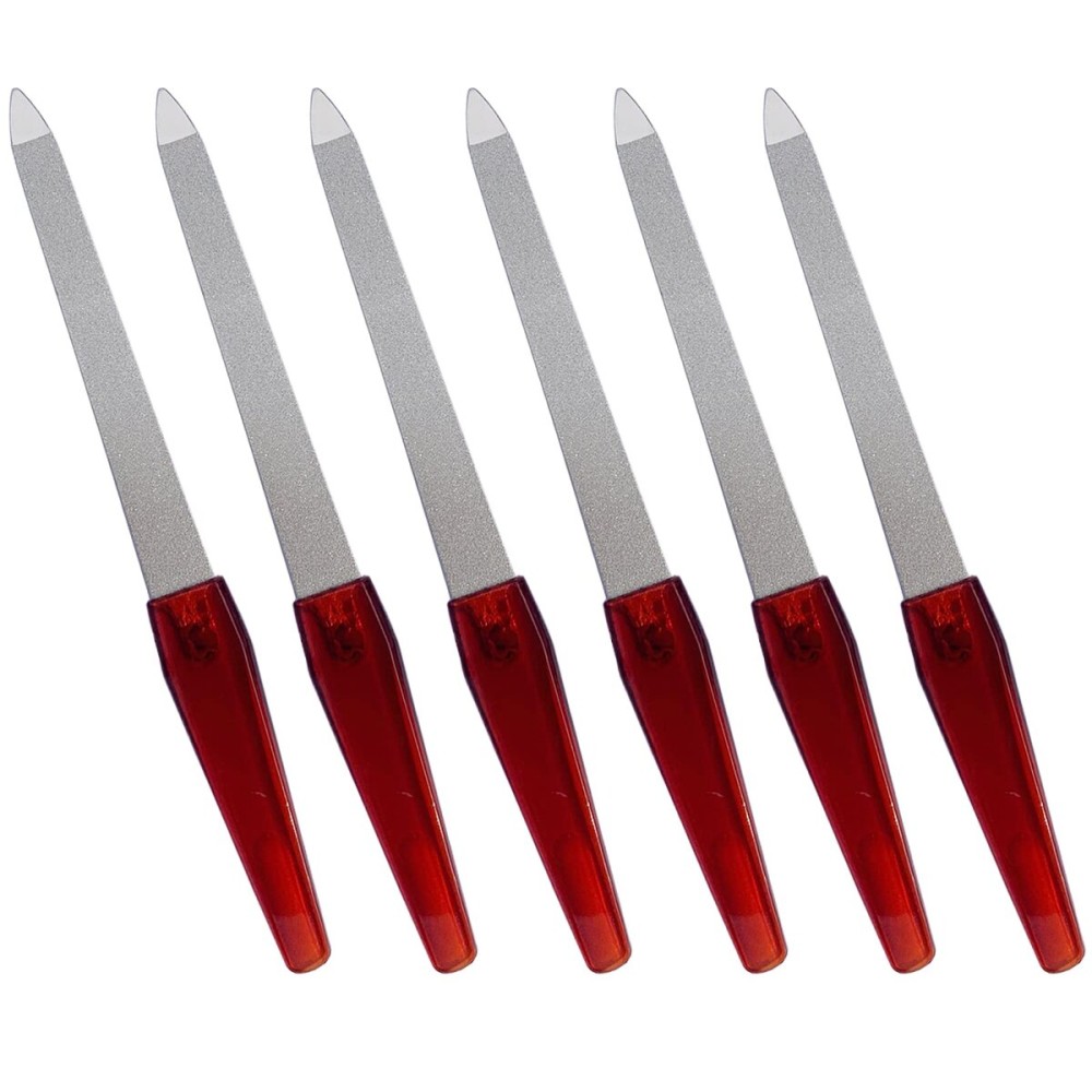 Nail File (6 Pcs), Metal Nail Files for Natural Nails Made of Stainless Steel with Sharp Pointed Tip Non Slip Handle, Double Sided Sapphire Grit Fingernails Filers Sword Brown Nail File (6 Pcs), Metal Nail Files for Natural Nails Made of Stainless Steel with Sharp Pointed Tip Non Slip Handle, Double Sided Sapphire Grit Fingernails Filers Sword Brown