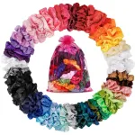 ADRIONE Satin Scrunchies for Women & Girls - 60 Pack Silk Scrunchies for Curly Hair