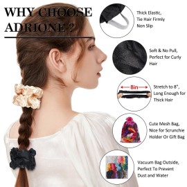 ADRIONE Satin Scrunchies for Women & Girls - 60 Pack Silk Scrunchies for Curly Hair ADRIONE Satin Scrunchies for Women & Girls - 60 Pack Silk Scrunchies for Curly Hair